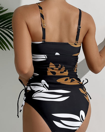 Sexy Tankini mit Schnürung und Retro-Print