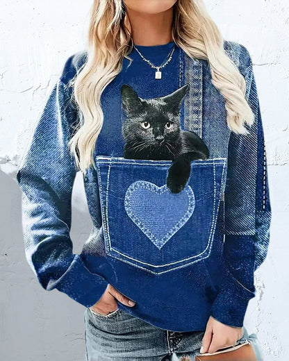 Vintage Pocket Cat Sweatshirt