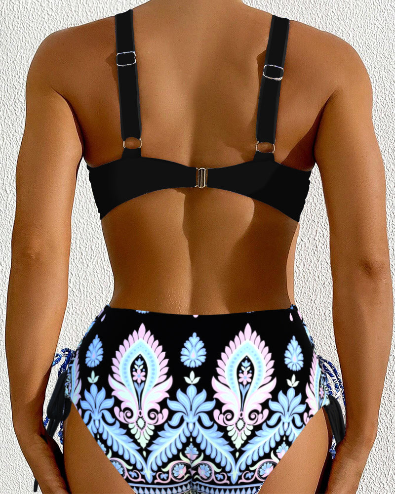 Sexy zweiteiliger Badeanzug mit hoher Taille und BH