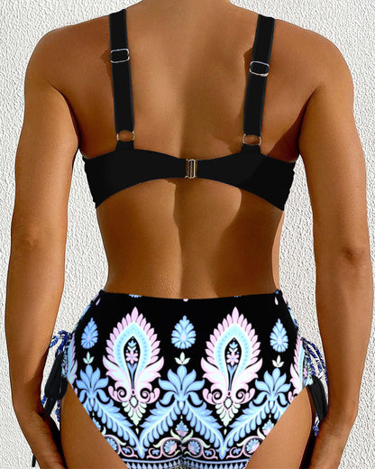 Sexy zweiteiliger Badeanzug mit hoher Taille und BH