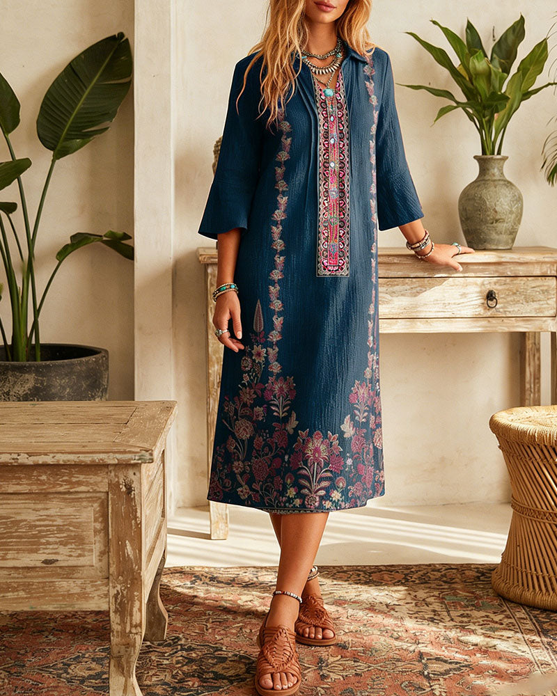 Flared Sleeve Loose Retro Dress