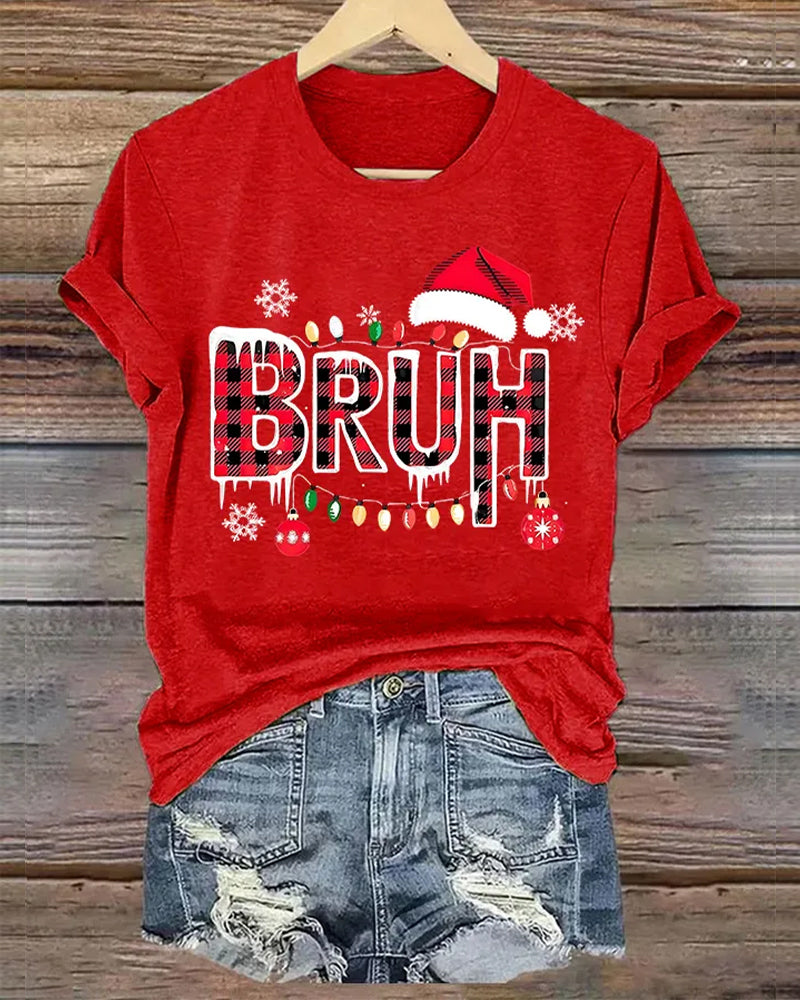 Women's Funny Bruh Christmas Casual T-Shirt chrismas t-shirts