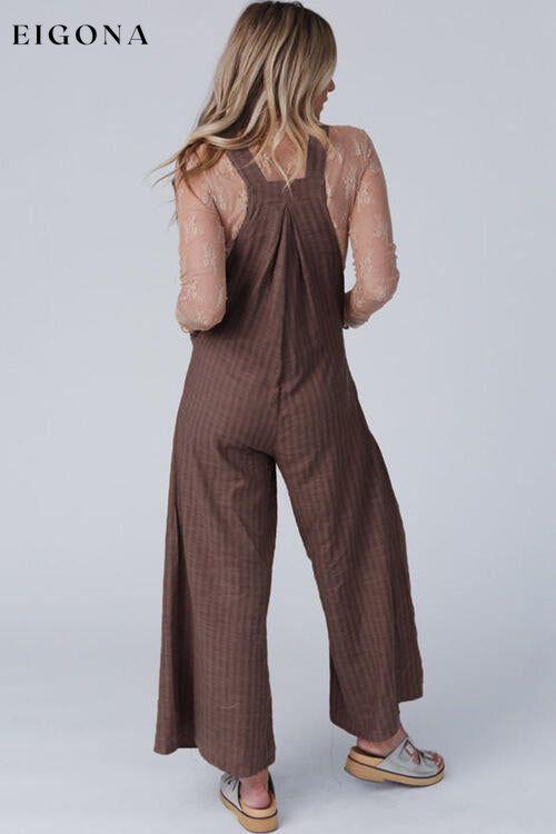 Texture Buttoned Wide Leg Overalls clothes Ship From Overseas SYNZ