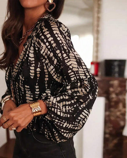 Vintage Fake Tie-Dye Print Blouse