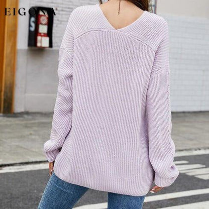 Openwork Dropped Shoulder Long Sleeve Sweater clothes Ship From Overseas X.X.W