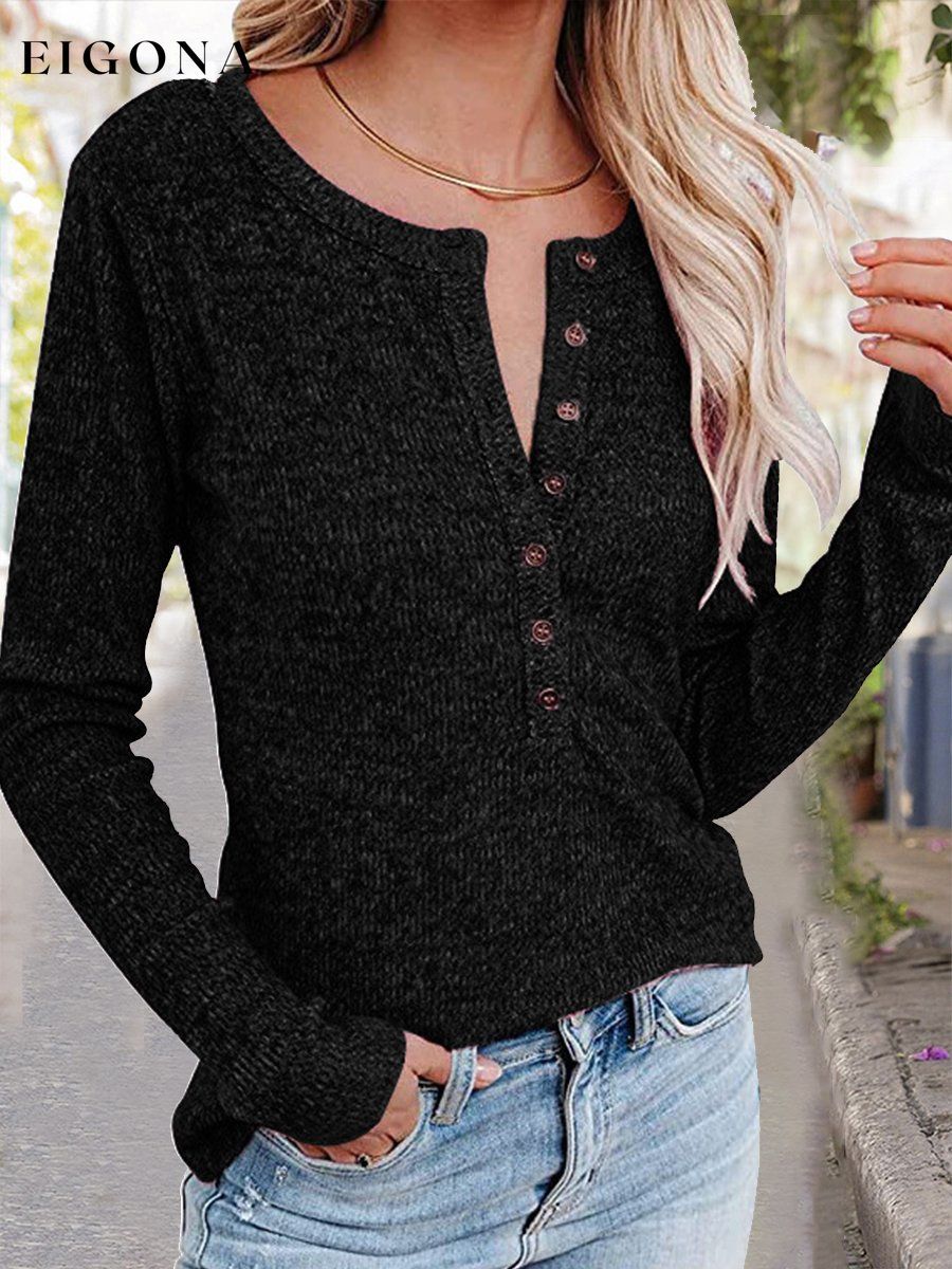 Women's Button-Up Slim Knit Top top tops