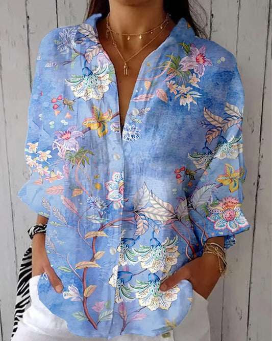 Fashion Printed Spread Collar Shirt