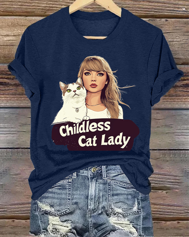 Childless Cat Lady T shirt Faith & Slogan summer t- shirt