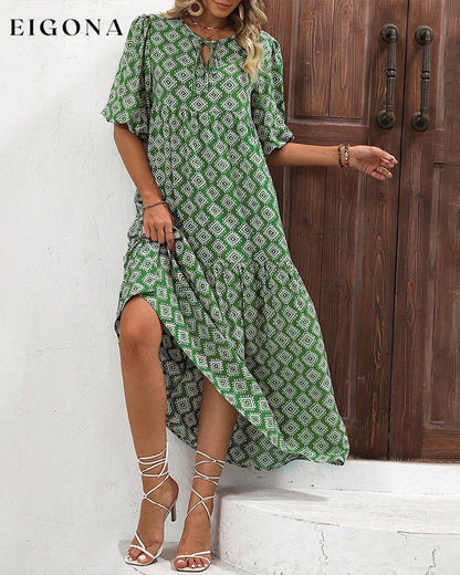 Vintage geometric print long dress 23BF Casual Dresses Clothes Dresses SALE Spring Summer