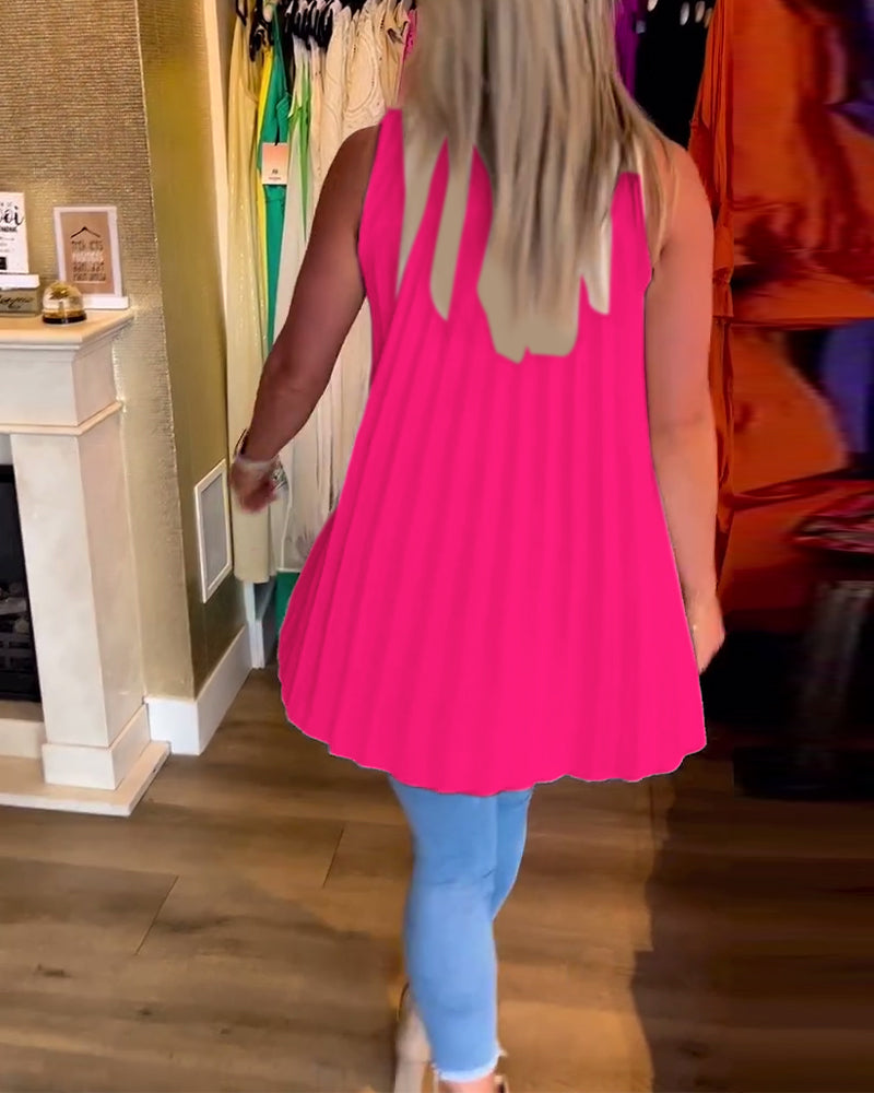 Top froncé sans manches à revers