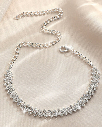 Irregular rhombus rhinestone anklet
