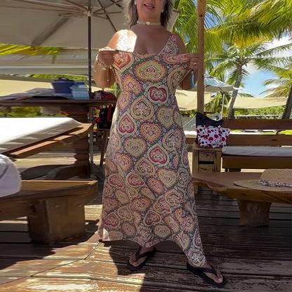 Trägerloser Badeanzug mit Herz-Urlaubs-Print