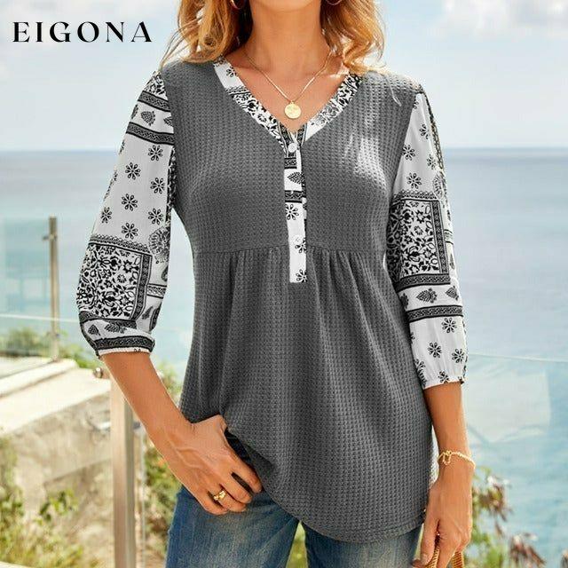 Casual Printed Patchwork Shirt Gray Best Sellings clothes Sale tops Topseller
