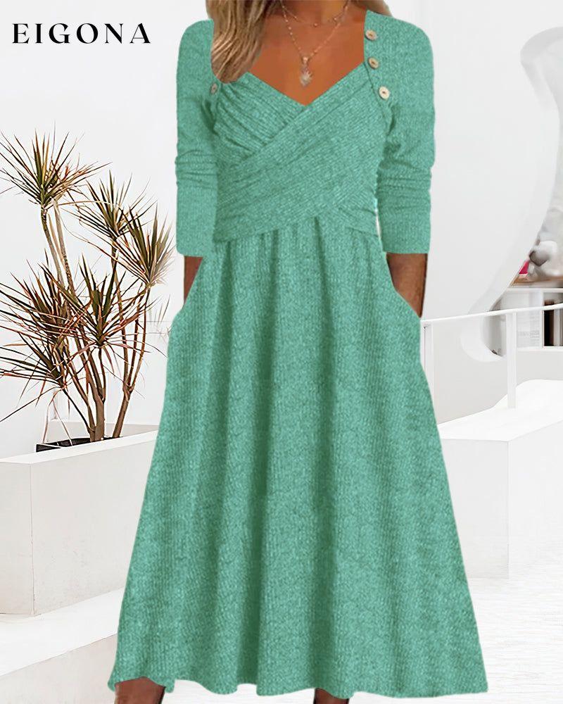 Solid color midi dress Green 2023 F/W 23BF Casual Dresses Clothes Dresses