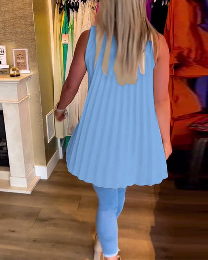 Top froncé sans manches à revers