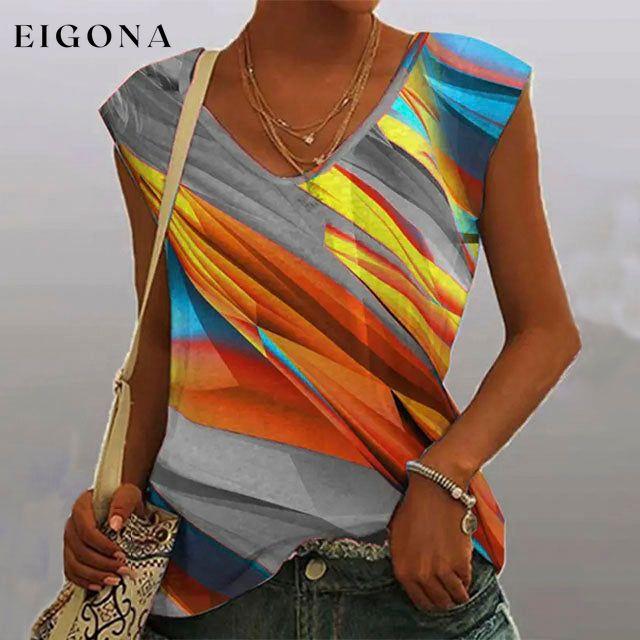 Colourful Abstract Print Tank Top best Best Sellings clothes Plus Size Sale tops Topseller