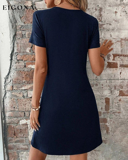 V Neck Twist Front Dress 23BF Casual Dresses Clothes Dresses Spring Summer