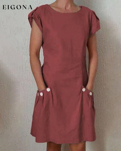 Solid color dress with pockets Burgundy 23BF casual dresses Clothes Dresses Spring Summer