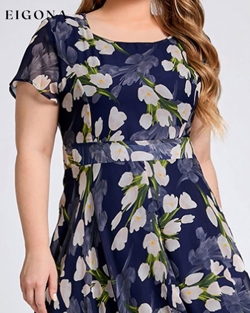 Floral print short sleeve a line dress 23BF Casual Dresses Clothes Dresses Summer