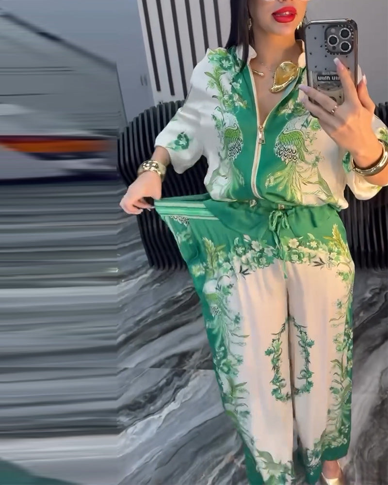 Abito a gamba larga con cerniera e colletto rialzato