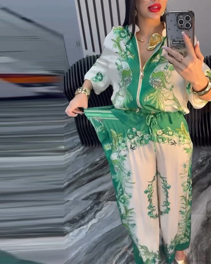 Abito a gamba larga con cerniera e colletto rialzato