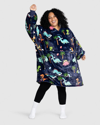 Dinosaur print loose blanket hoodie 2024 f/w Blanket Hoodies