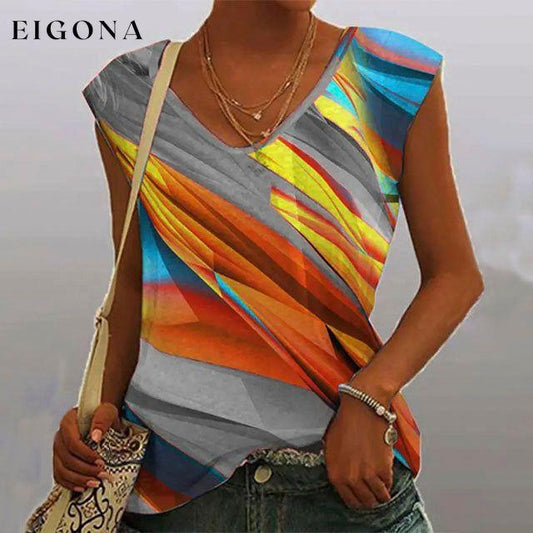 Colourful Abstract Print Tank Top Multicolor best Best Sellings clothes Plus Size Sale tops Topseller