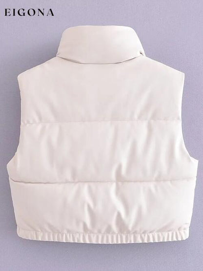 PU Leather Zip Up Drawstring Vest clothes K&BZ Ship From Overseas