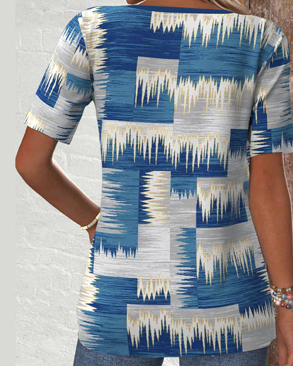 Lässige kurzärmelige Bluse mit Digitaldruck