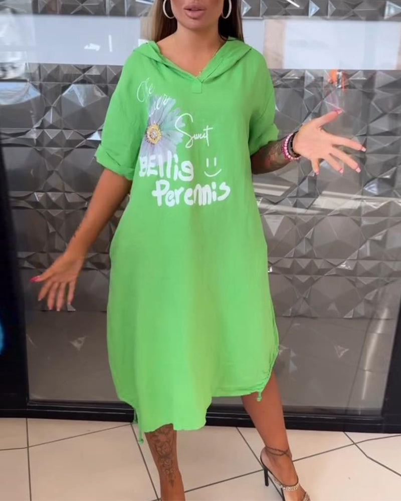 Abito casual stampato con cappuccio