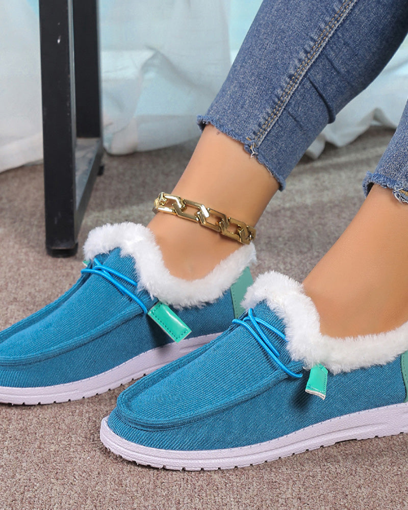 Solid color thick warm cotton shoes 2024 f/w flats