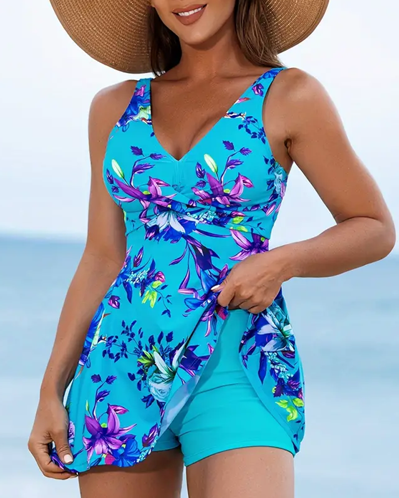 Fresh floral print tankini summer tankinis