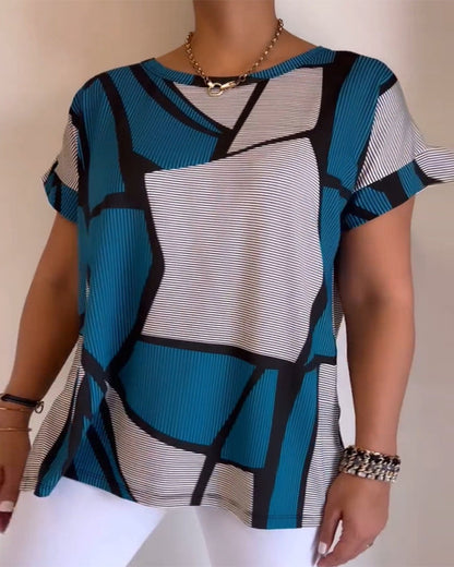 Lockeres T-Shirt mit Rundhalsausschnitt und geometrischem Muster