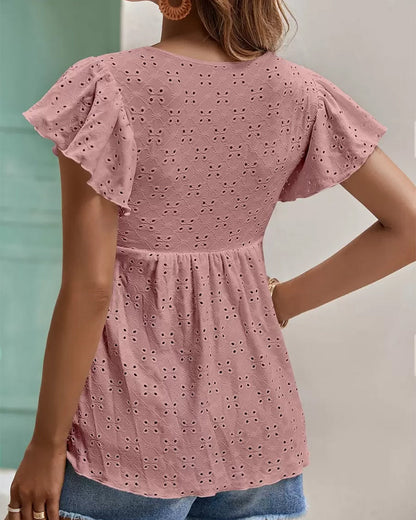 Camicetta con maniche a balze e lacci