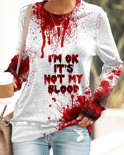 Cusual I'M Ok It'S Not My Blood Print Sweatshirt 2024 f/w halloween spring sweatshirts