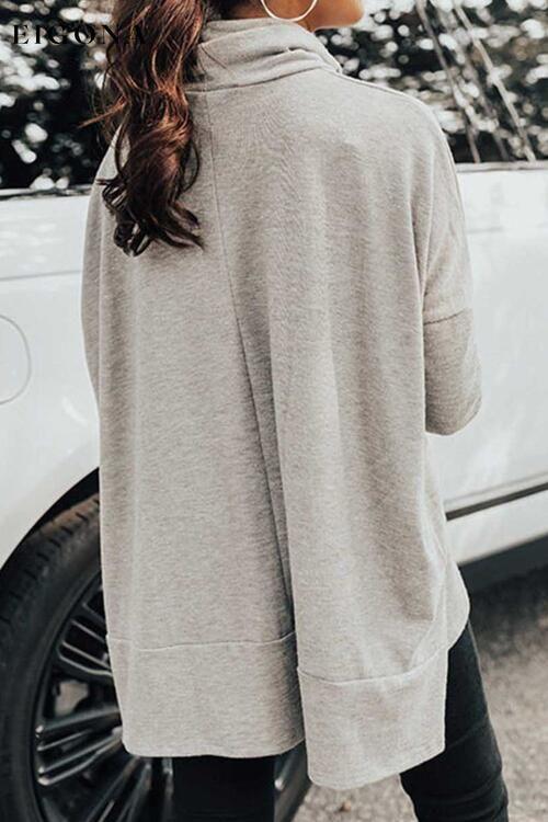 Cowl Neck Long Sleeve Slit Blouse clothes long sleeve shirts long sleeve top long sleeve tops Ship From Overseas shirt shirts Sweater sweaters Sweatshirt SYNZ top tops