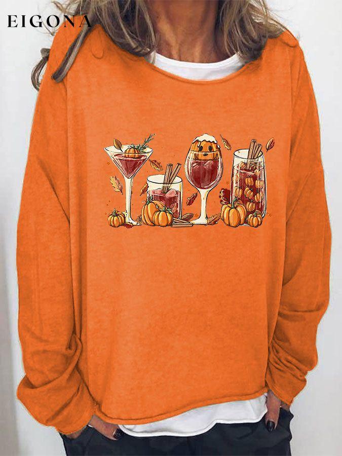 Round Neck Long Sleeve Full Size Graphic Halloween October Fall Season Pumpkin Spice Sweatshirt Pumpkin clothes G@L@X long sleeve shirts long sleeve top Ship From Overseas Shipping Delay 09/29/2023 - 10/04/2023 t shirts top tops trend