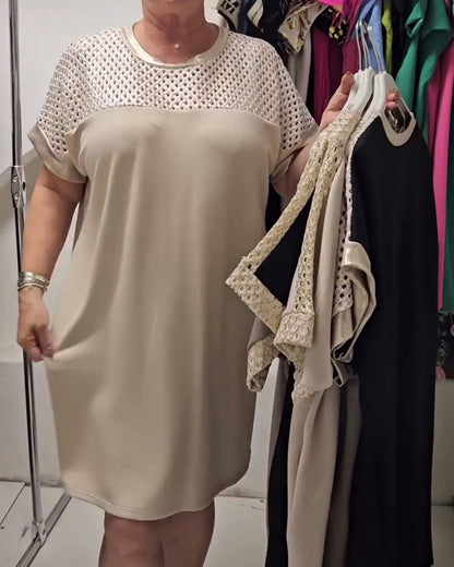 Modisches, lässiges Kleid mit Rundhalsausschnitt