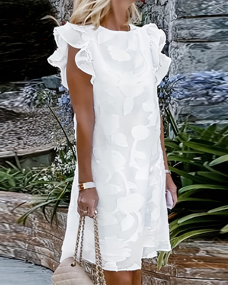 Ruffle Flutter Sleeve Elegant Dress