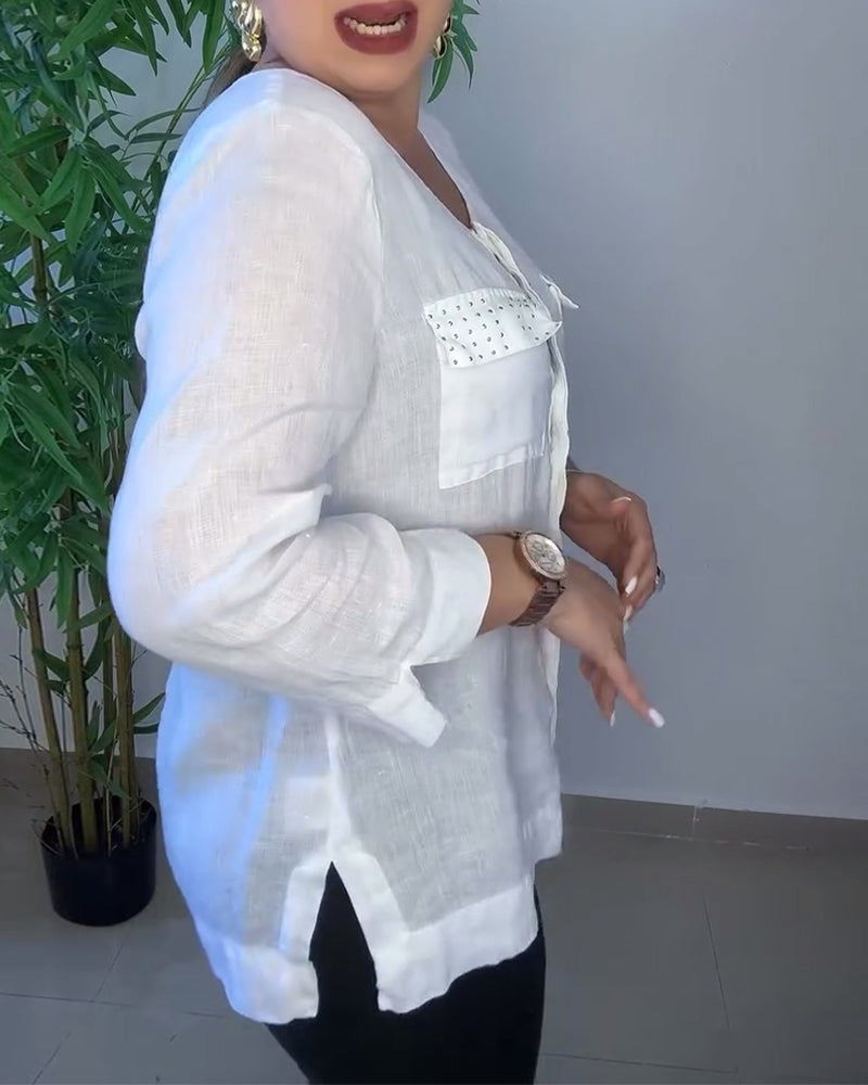 Langärmliges Hemd mit Fake-Tasche