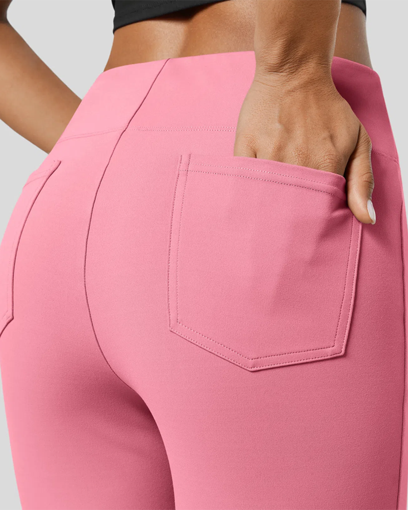 Tight Sports Solid Color Flared Pants