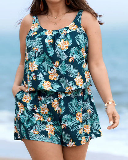 Holiday Style Botanical Floral One-Piece