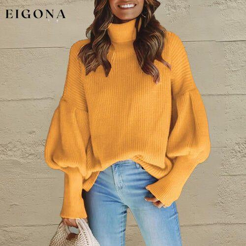 Turtleneck Lantern Sleeve Dropped Shoulder Puff Sleeve Fashion Sweater Sherbet campaign clothes D&C Ship From Overseas