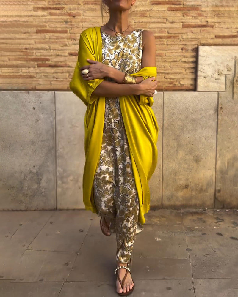 Elegant todelt dress med vintagetrykk