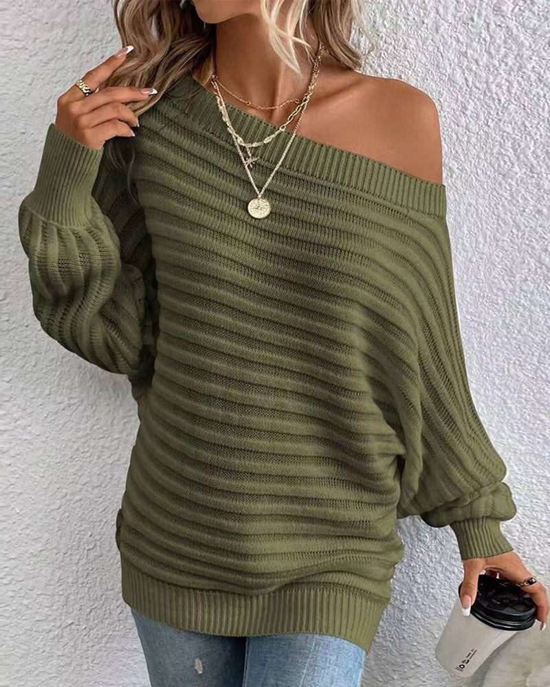 Solid color casual ribbed sweater 2024 f/w pullovers