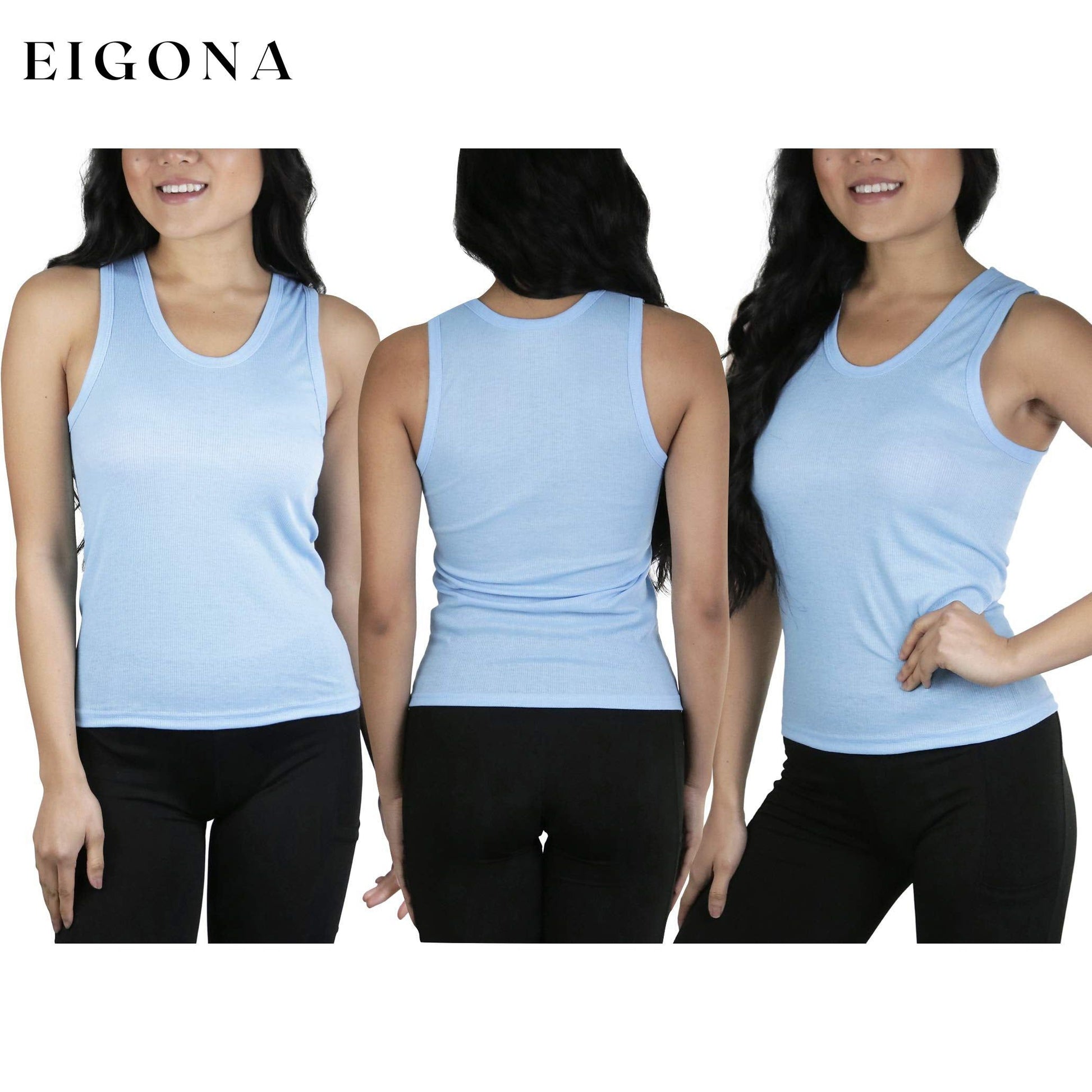 6-Pack: Women's Junior 100% Cotton Ribbed Crop Lightweight Tank Tops __stock:250 clothes refund_fee:1200 tops