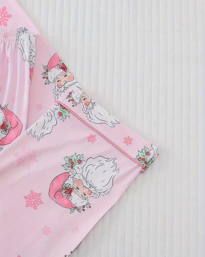 Christmas santa print long sleeve buttons lapel pajama set 2024 f/w christmas two-piece sets