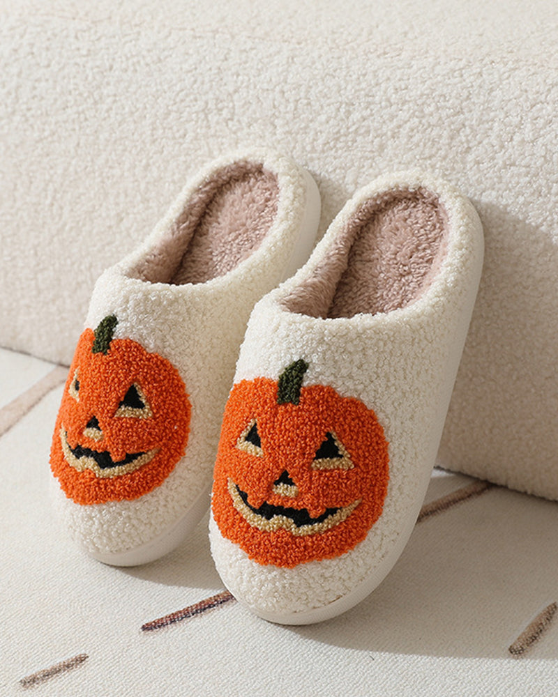 Home printed plush warm slippers 2024 f/w christmas halloween slippers