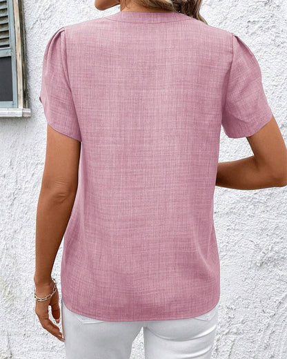 Bluse mit V-Ausschnitt und Blütenblattärmeln