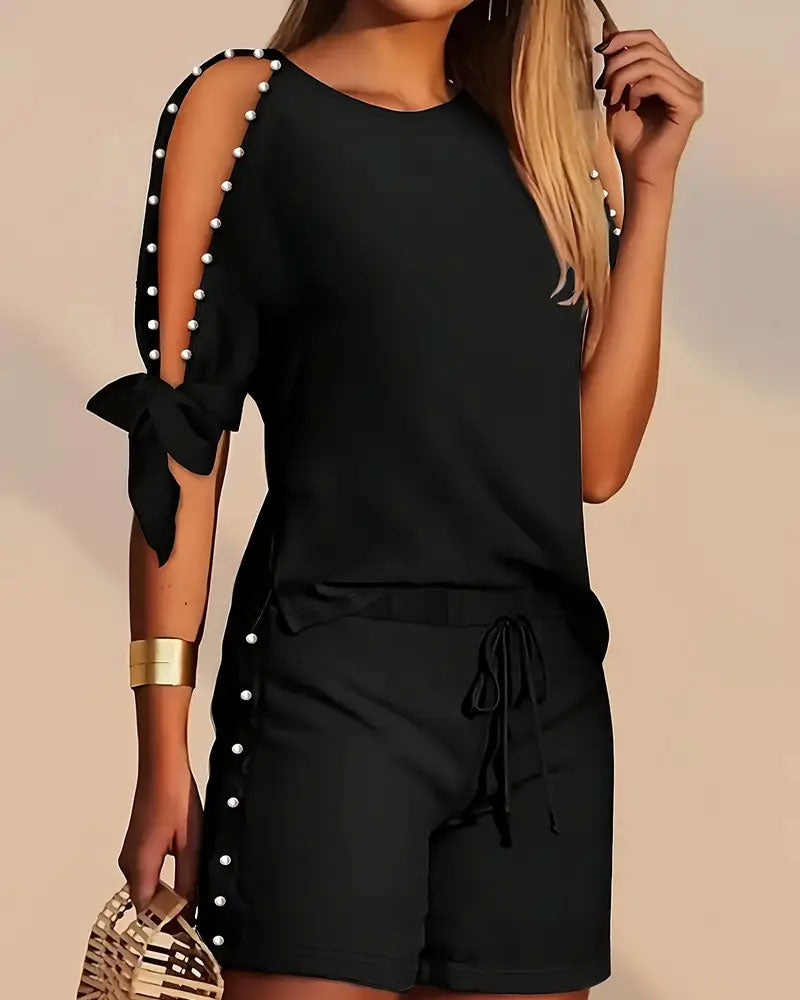 Schulterfreies Hottie-Set mit Perlen